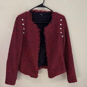 Monteau Studded Open Front Fringe Blazer SzS